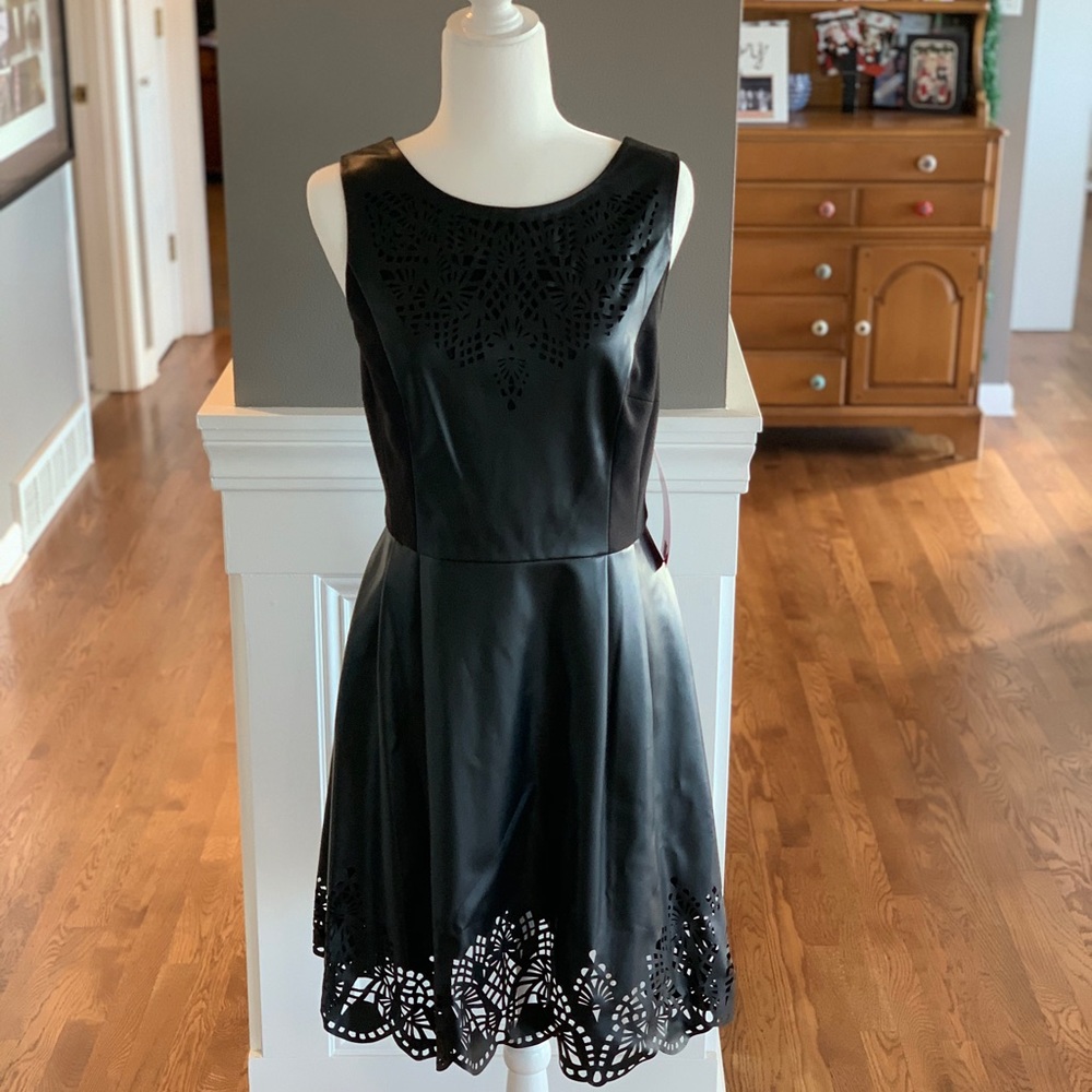 Betsey Johnson laser cut faux leather dress